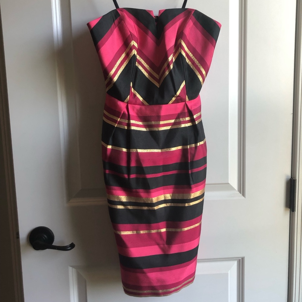 Vineyard Vines Silk Metallic Strapless Party Dress